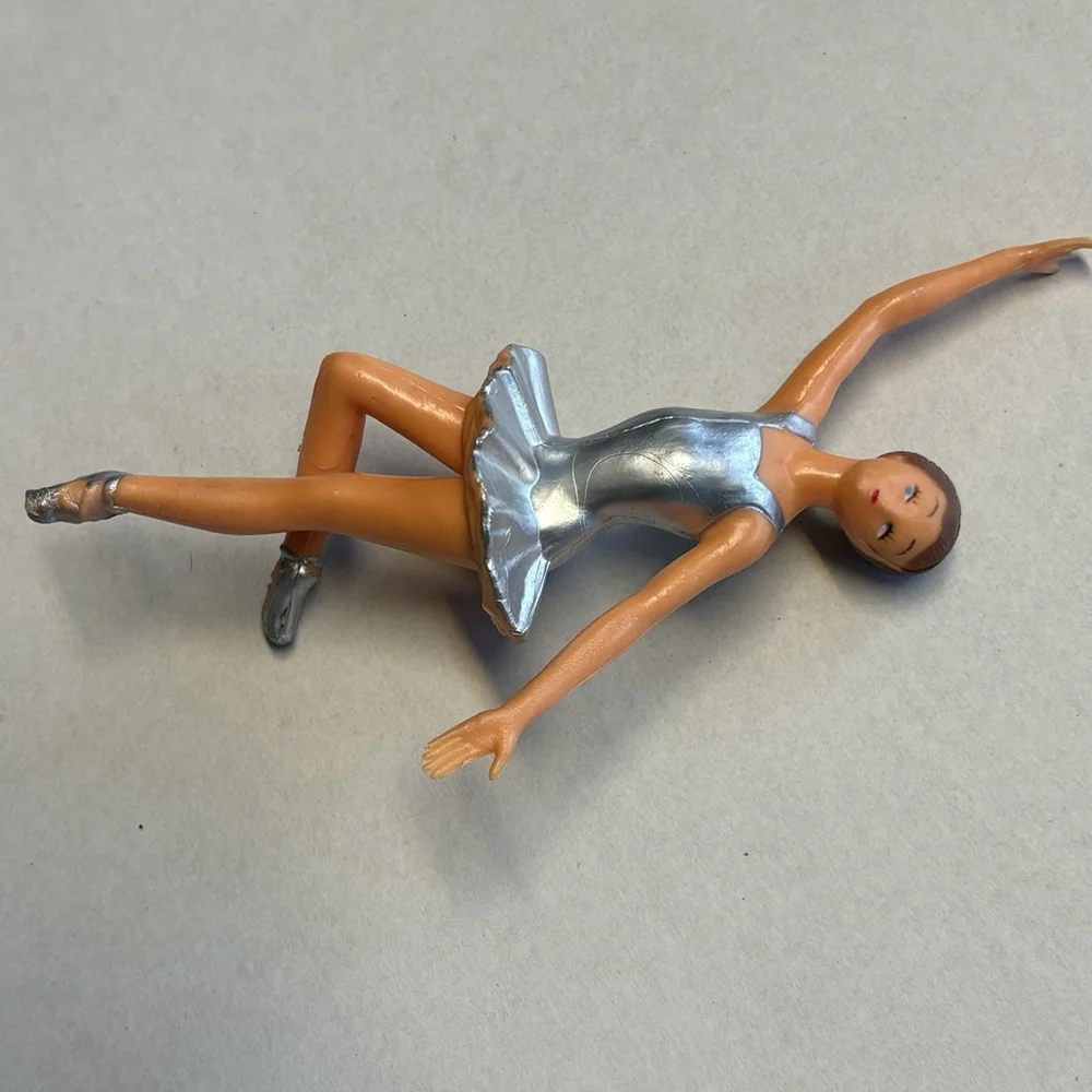 Vintage Wilton Ballerina Cake Topper Ballet Tutu Silver Made In Hong Kong